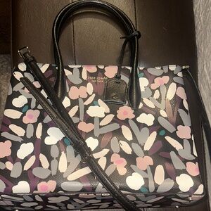 Kate Spade Black and Pink Floral Satchel